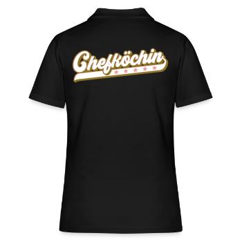 Farben änderbar | Chefköchin - Frauen Polo Shirt - Schwarz - Hinten - Ailine (174cm)
