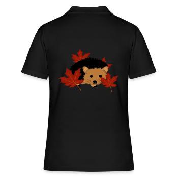 Herbst - Frauen Polo Shirt - Schwarz - Hinten - Ailine (174cm)