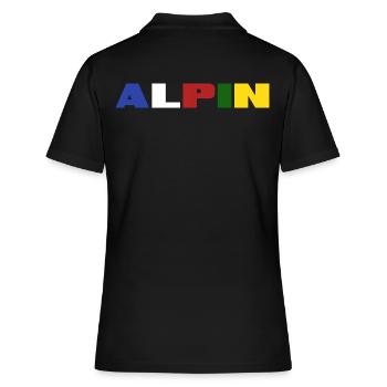 Bergwandern Alpin Nepal Gebetsfahne Himalaya - Frauen Polo Shirt - Schwarz - Hinten - Ailine (174cm)