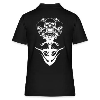 Kreuz mit Totenkopf - Frauen Polo Shirt - Schwarz - Hinten - Ailine (174cm)