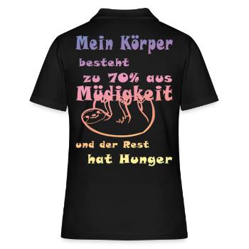 Müde faul witzig lustig - Frauen Polo Shirt - Schwarz - Hinten - Ailine (174cm)