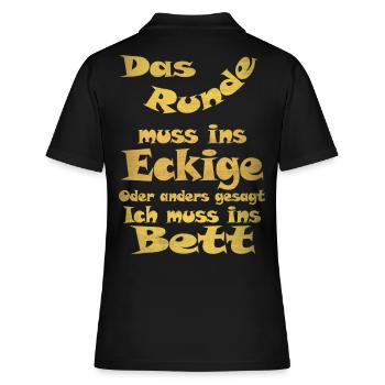 Runde ins Eckige - Frauen Polo Shirt - Schwarz - Hinten - Ailine (174cm)
