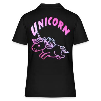 Unicorn Einhorn suess - Frauen Polo Shirt - Schwarz - Hinten - Ailine (174cm)