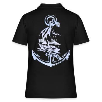 Cool Anchor Sailboat Design - Women's Polo Shirt - black - Back - Ailine (174cm)