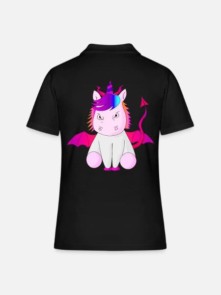 Licorne diable corne cadeau idée vecteur mal - Polo Femme - noir