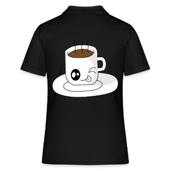 Tasse de café sucré avec la langue tendue - Polo Femme - noir - Dos - Ailine (174cm)