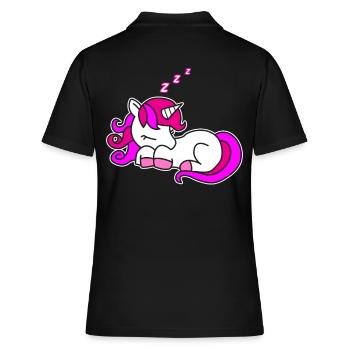 Jolie idée de cadeau pour enfants Licorne qui dort - Polo Femme - noir - Dos - Ailine (174cm)