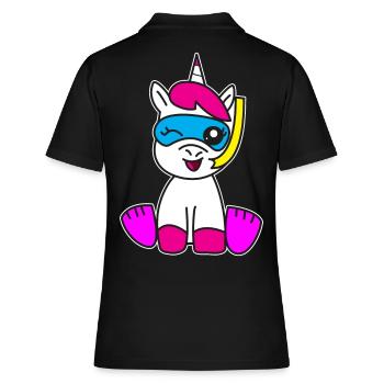 Einhorn am Badespass Schnorcheln Kinder Geschenk - Frauen Polo Shirt - Schwarz - Hinten - Ailine (174cm)