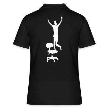 Die lustige Kollegin, Büro Tanz, Humor Arbeit FUN - Frauen Polo Shirt - Schwarz - Hinten - Ailine (174cm)