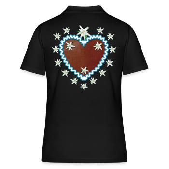 Lebkuchenherz Edelweiss Heart Your request text - Women's Polo Shirt - black - Back - Ailine (174cm)
