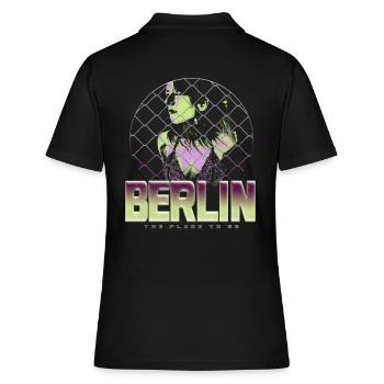 Berlin the place to be tshirt frau techno - Frauen Polo Shirt - Schwarz - Hinten - Ailine (174cm)
