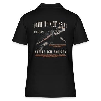 Schildkröte komme ich nicht heute komme ich morgen - Frauen Polo Shirt - Schwarz - Hinten - Ailine (174cm)