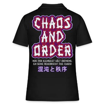 Chaos & Order / Chaos & Ordnung - Frauen Polo Shirt - Schwarz - Hinten - Ailine (174cm)