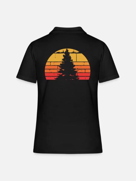 Einzelner Kiefern Baum Sun - Frauen Polo Shirt - Schwarz