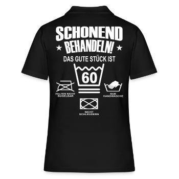 Gentle Treat 60th Birthday Gift - Women's Polo Shirt - black - Back - Ailine (174cm)