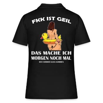 FKK Frei Körper Kultur - Frauen Polo Shirt - Schwarz - Hinten - Ailine (174cm)