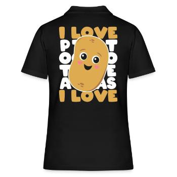 J’adore les pommes de terre Pommes de terre Pommes de terre Cadeau - Polo Femme - noir - Dos - Ailine (174cm)