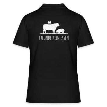 Freunde Kein Essen Veganer Vegan Fleischfrei Vegie - Frauen Polo Shirt - Schwarz - Hinten - Ailine (174cm)