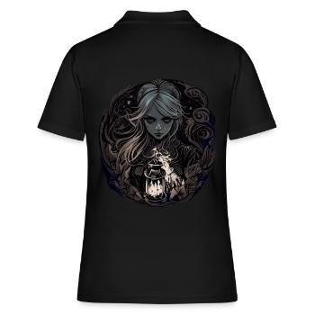 Düstere wunderschöne Hexe / Wicca - Frauen Polo Shirt - Schwarz - Hinten - Ailine (174cm)