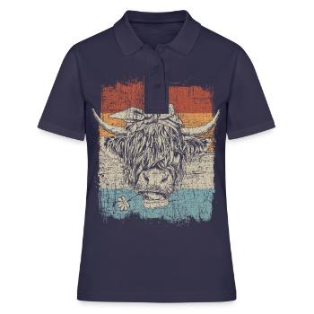 Highland écossais Highland Cattle Highland - Polo Femme - bleu marine - Devant - Ailine (174cm)