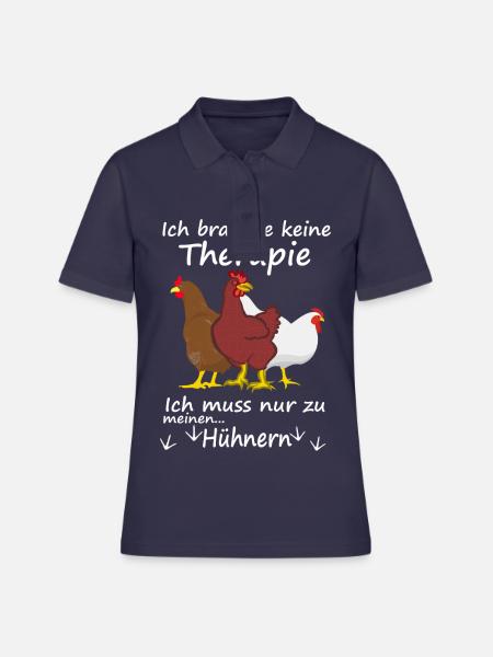 Hühner Therapie lustig Geschenk Dorfleben - Frauen Polo Shirt - Navy