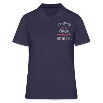 Jardinage Cadeau Humour Potager Citation Poule - Polo Femme - bleu marine - Devant - Ailine (174cm)