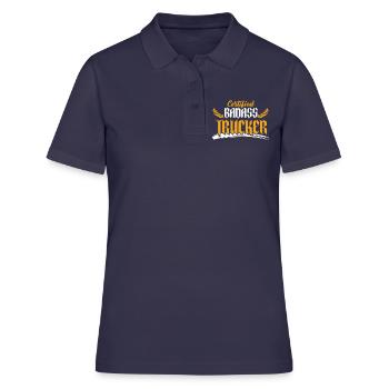 badass trucker spruch - Frauen Polo Shirt - Navy - Vorne - Ailine (174cm)