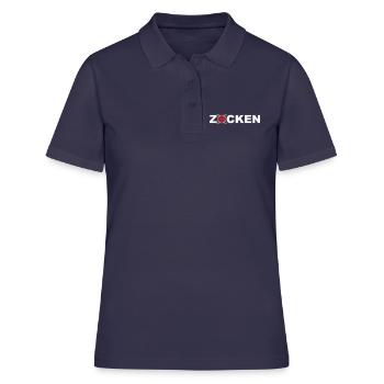 zocken online PC gaming Konsole %zocker #zocken - Frauen Polo Shirt - Navy - Vorne - Ailine (174cm)