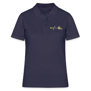 Poker jeton pouls coeur amour - Polo Femme - bleu marine - Devant - Ailine (174cm)