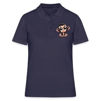 Mignon singe triste émotif chimpanzé massacré - Polo Femme - bleu marine - Devant - Ailine (174cm)
