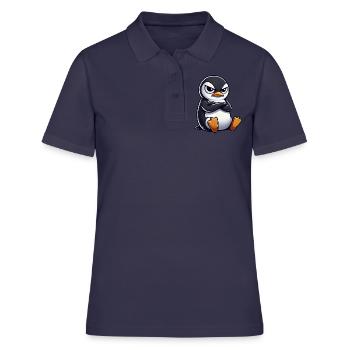 pingouin dessin animé sceptique look drôle - Polo Femme - bleu marine - Devant - Ailine (174cm)