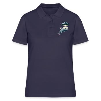Enlèvement d’OVNI: Alien et Axolotl - Polo Femme - bleu marine - Devant - Ailine (174cm)