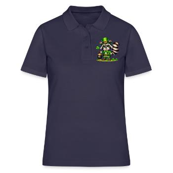 Fête de la Saint-Patrick raton laveur Cartoon Pot de chemise d’or - Polo Femme - bleu marine - Devant - Ailine (174cm)