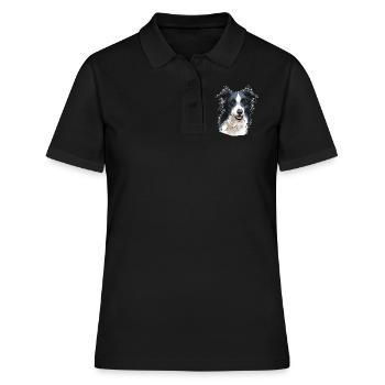 Border collie head (for dark textiles) - Women's Polo Shirt - black - Front - Ailine (174cm)