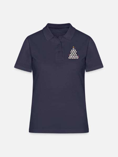 Pinguin Weihnachten lustiger Tannenbaum - Frauen Polo Shirt - Navy