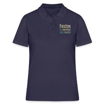 Antifascisme - Le fascisme est le capitalisme plus assassiner - Polo Femme - bleu marine - Devant - Ailine (174cm)