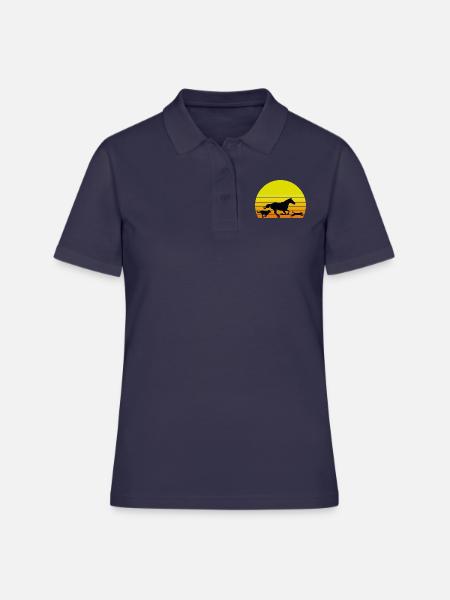 Hund Pferd Katze Sonne - Frauen Polo Shirt - Navy