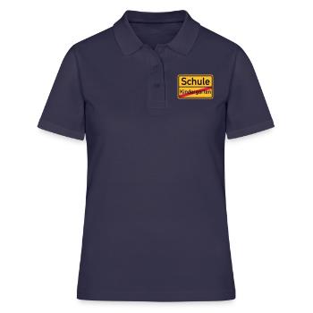 Schule - Frauen Polo Shirt - Navy - Vorne - Ailine (174cm)