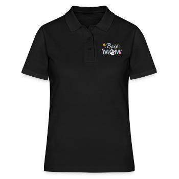 Best MOM. Floral design with rabbit - Women's Polo Shirt - black - Front - Ailine (174cm)