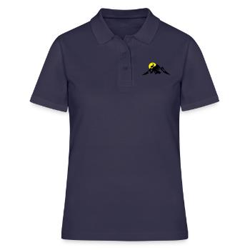Berg und Steinbock bei Sonnenaufgang - Frauen Polo Shirt - Navy - Vorne - Ailine (174cm)