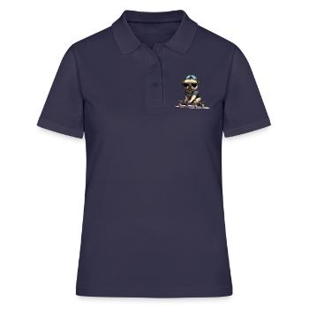 Skateboarding Mops für Skaters - Frauen Polo Shirt - Navy - Vorne - Ailine (174cm)