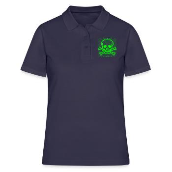 tête de mort asci ansi vert skull crâne pirate toxic - Polo Femme - bleu marine - Devant - Ailine (174cm)
