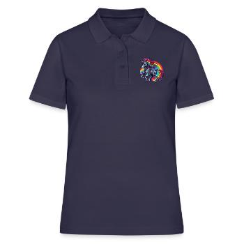 Cyborg Einhorn mit Regenbogen - Frauen Polo Shirt - Navy - Vorne - Ailine (174cm)