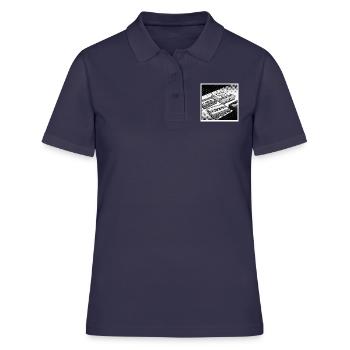 90er-Kultobjekte: Comic-Look für Walkman & Co. - Frauen Polo Shirt - Navy - Vorne - Ailine (174cm)