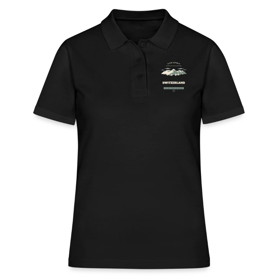 Switzerland badge on a women's polo shirt, black