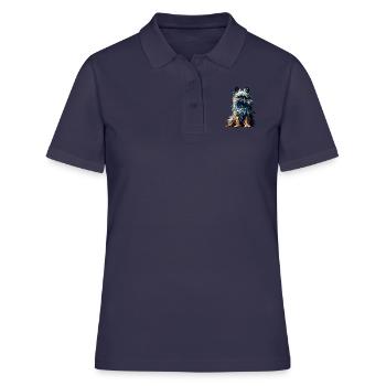Polygone Art Bruxelles Griffon Griffon Bruxellois - Polo Femme - bleu marine - Devant - Ailine (174cm)