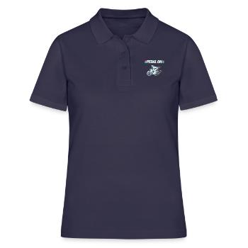 Soyez un Biker - Pedal On - Polo Femme - bleu marine - Devant - Ailine (174cm)