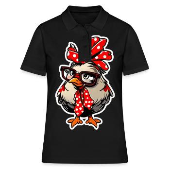 Süßes Huhn mit Bandana Stirnband Brille Mädchen - Frauen Polo Shirt - Schwarz - Vorne - Ailine (174cm)