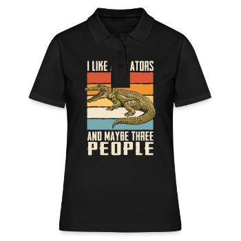 Alligator Krokodil Gator Reptilien Tier Alligator - Frauen Polo Shirt - Schwarz - Vorne - Ailine (174cm)