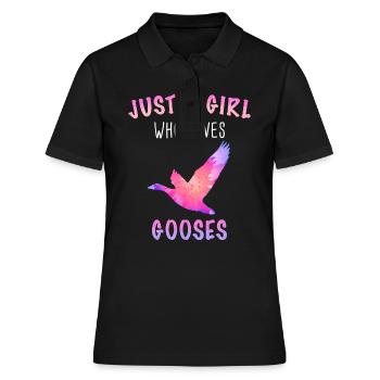 Gans Tier Vogel Gänse - Frauen Polo Shirt - Schwarz - Vorne - Ailine (174cm)